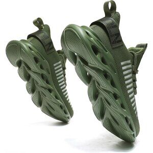 Men's Army Green Breathable Walking Ultra Sport Gym Slip On Sneakers Shoes